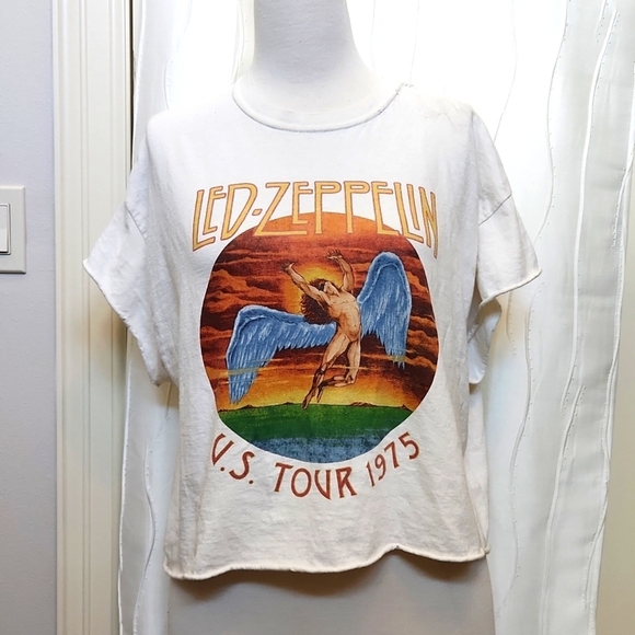 Vintage Led Zeppelin 1975 Tour Crop Shirt - Picture 1 of 4